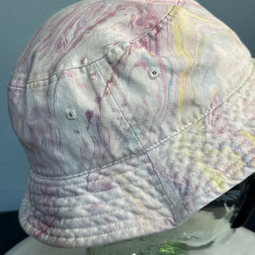 Kids Pastel‎ Marble Swirl Cotton Bucket Hat Multicolor Y2K BoHo festival beach